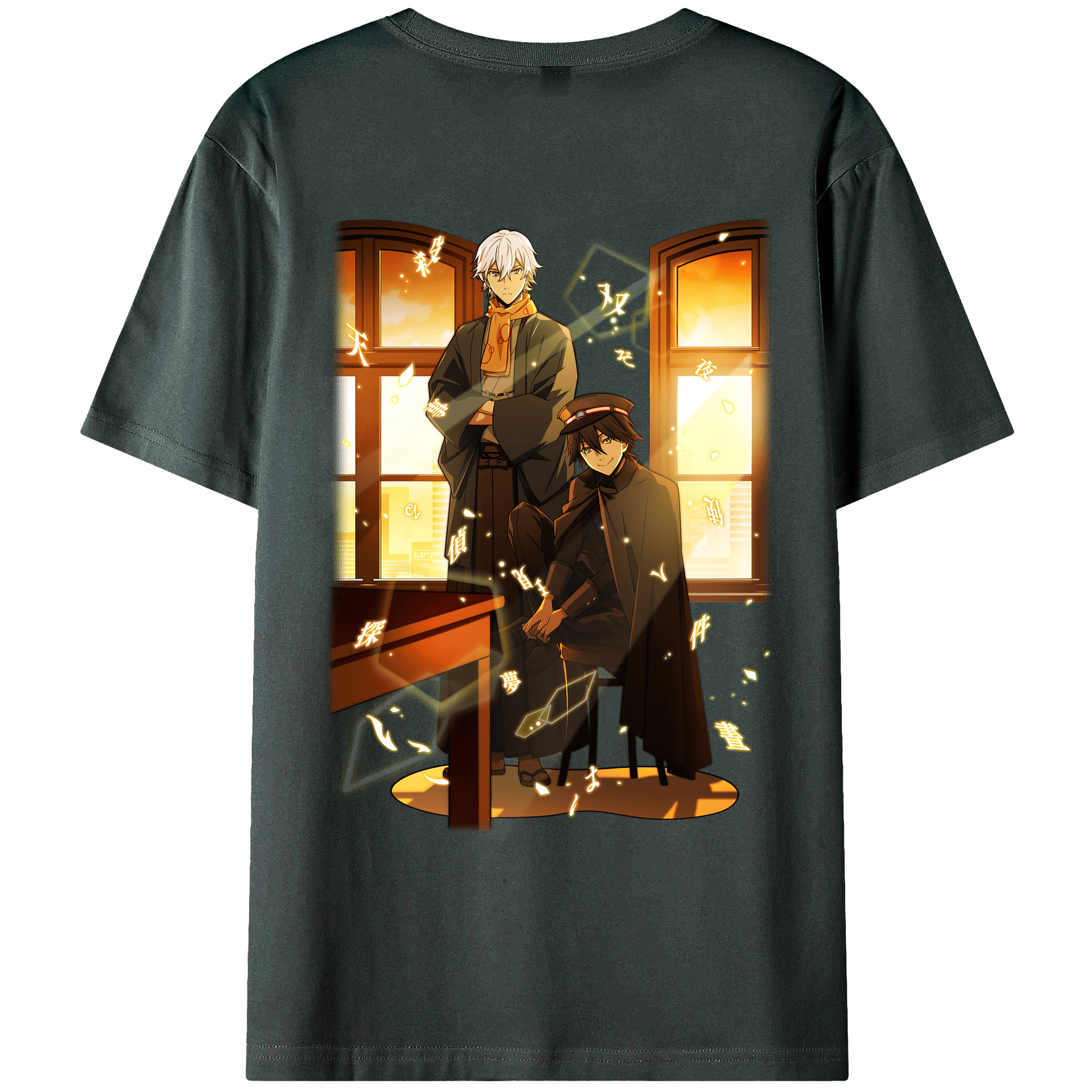 （画像用） 文豪ストレイドッグス Bungo Stray Dogs 綿100％ メンズ半袖Tシャツ（バックプリント） 通気性